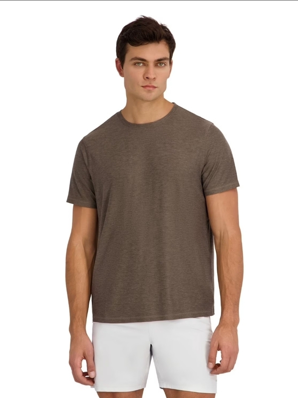 Outdoor Voices Heathered Taupe Short Sleeve Crew Tee